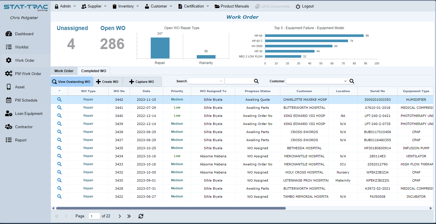 Stat Trac CMMS screenshot 2